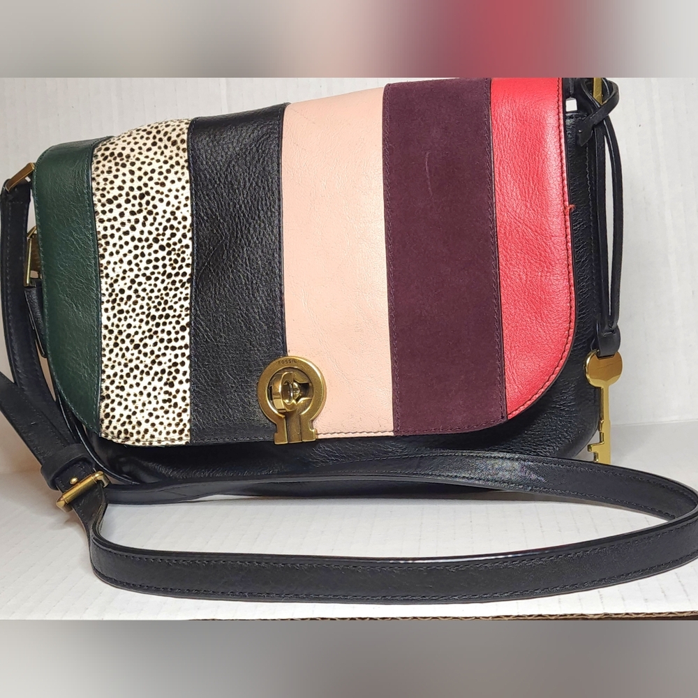 Chic FOSSIL Multicolor Leather Crossbody Bag NWOT